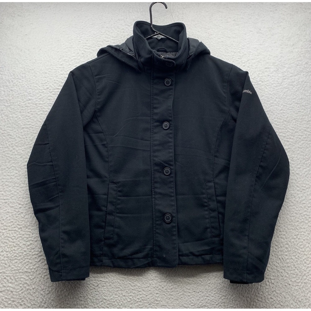 Columbia Jacket Womens Large L Black Omni-Heat Tech Insulated Removable Hood
